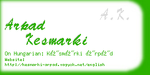 arpad kesmarki business card